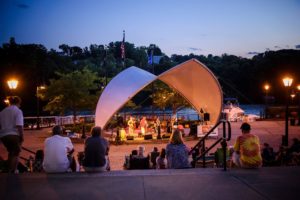 Concert at dusk in Riverlink park
