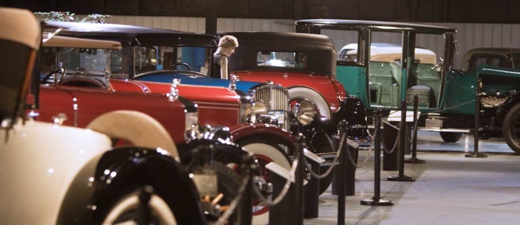 Aisle of classic cars