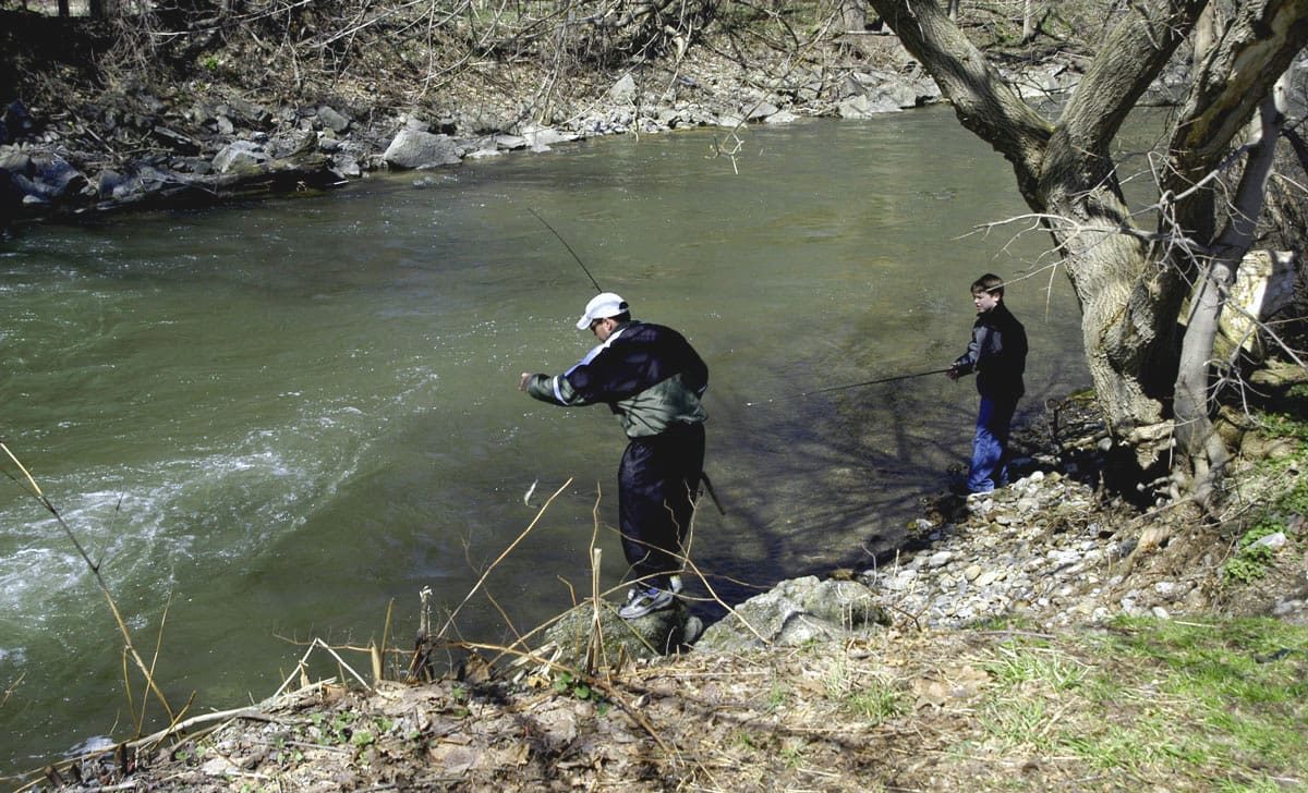 Father and son fishing