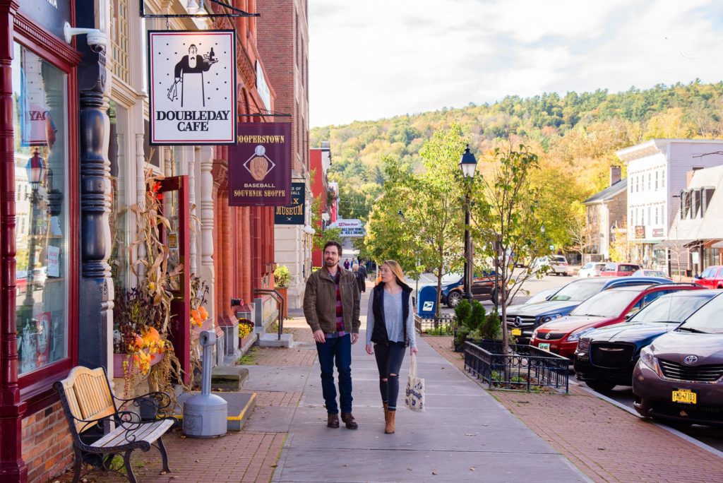 Couple shopping on Main Street in Cooperstown