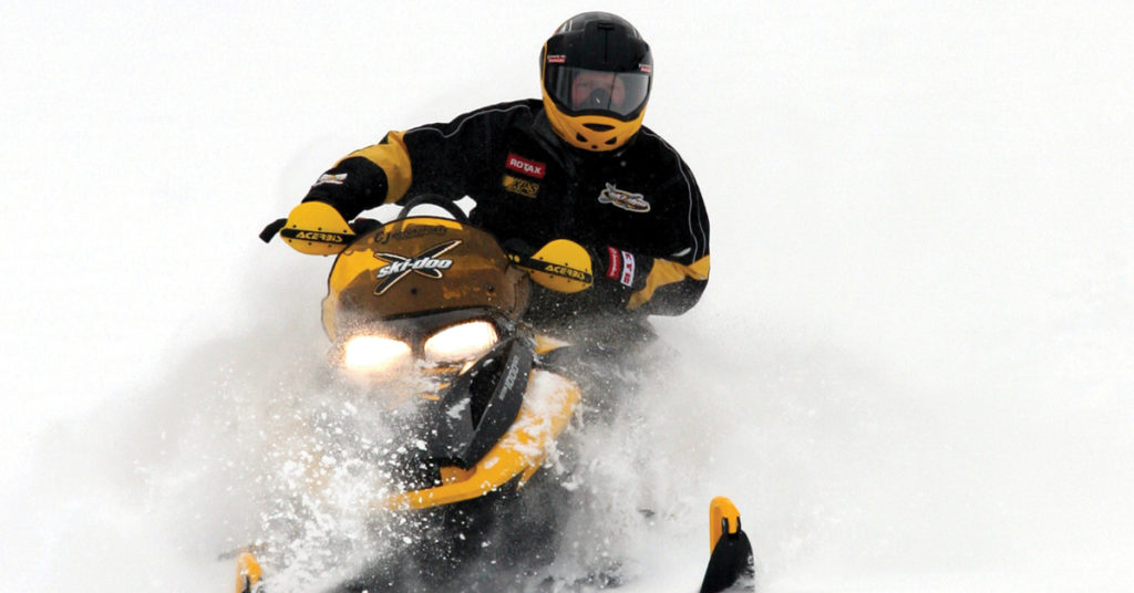 snowmobiler close up